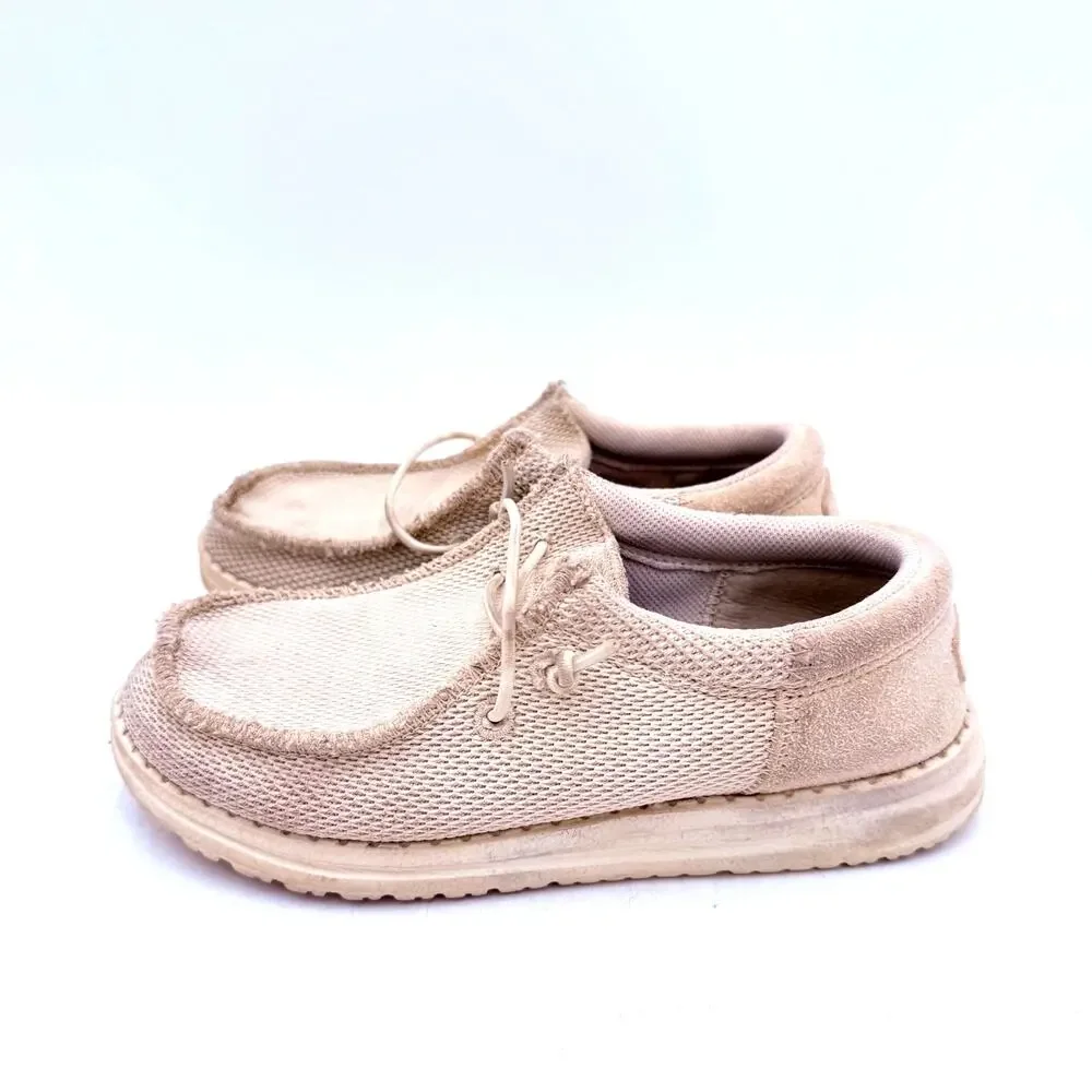 Hey Dude Kids Walley Youth Funk Mono Natural Boat Shoes Size 13